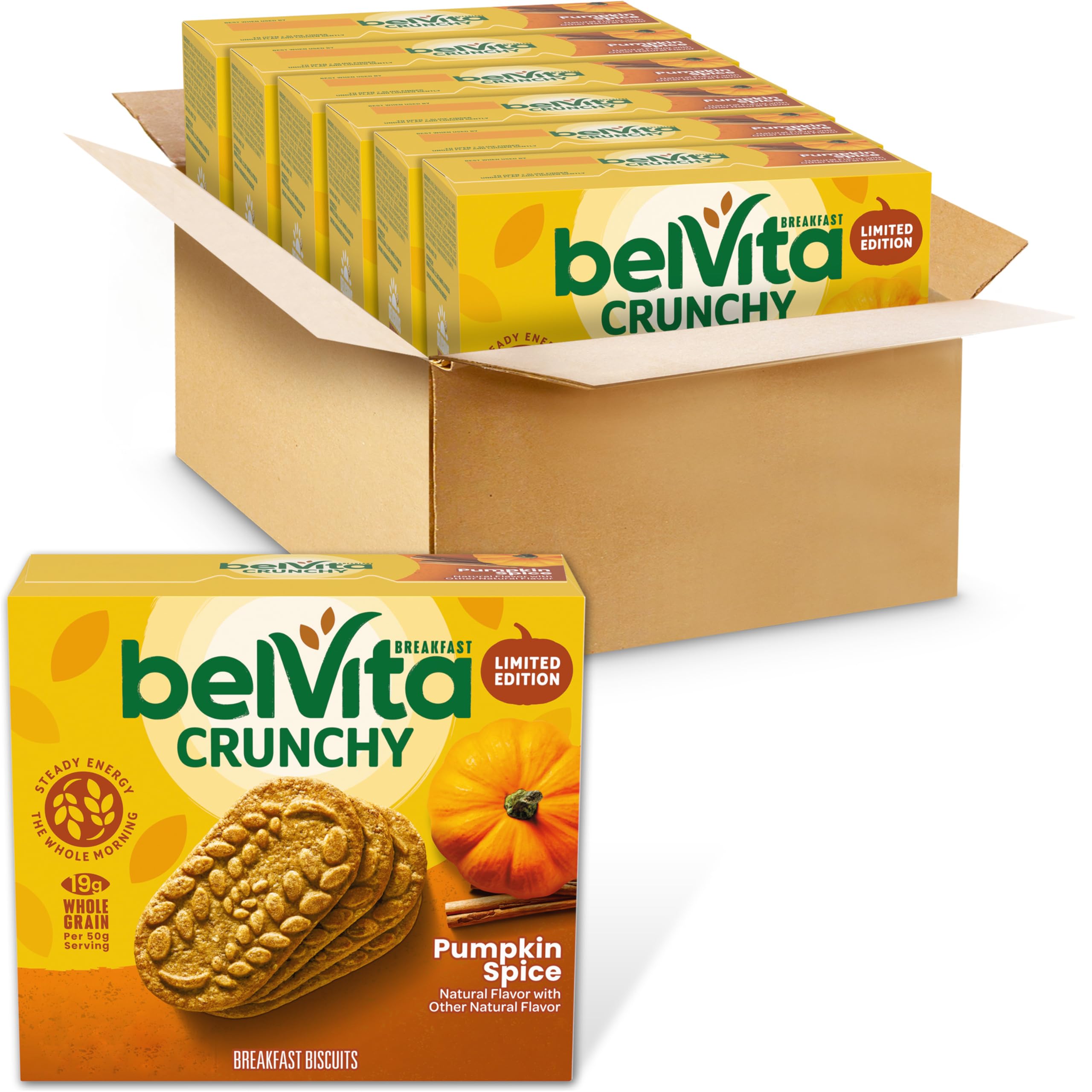 belVita Soft Baked Breakfast Bars, Oats & Chocolate, 6 Boxes of 5 Packs (1 Biscuit Per Pack)
