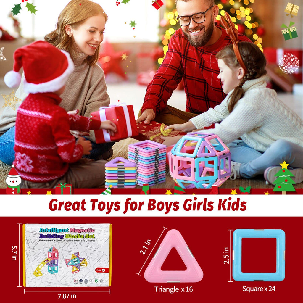 Tolnetr Magnetic Tiles Toys for 3 4 5 6 7 8+ Year Old Boys Girls Upgrade Macaron Castle Blocks Building Set for Toddlers STEM Creativity/Educational Toys for Kids Age 3-6 Christmas Birthday Gifts