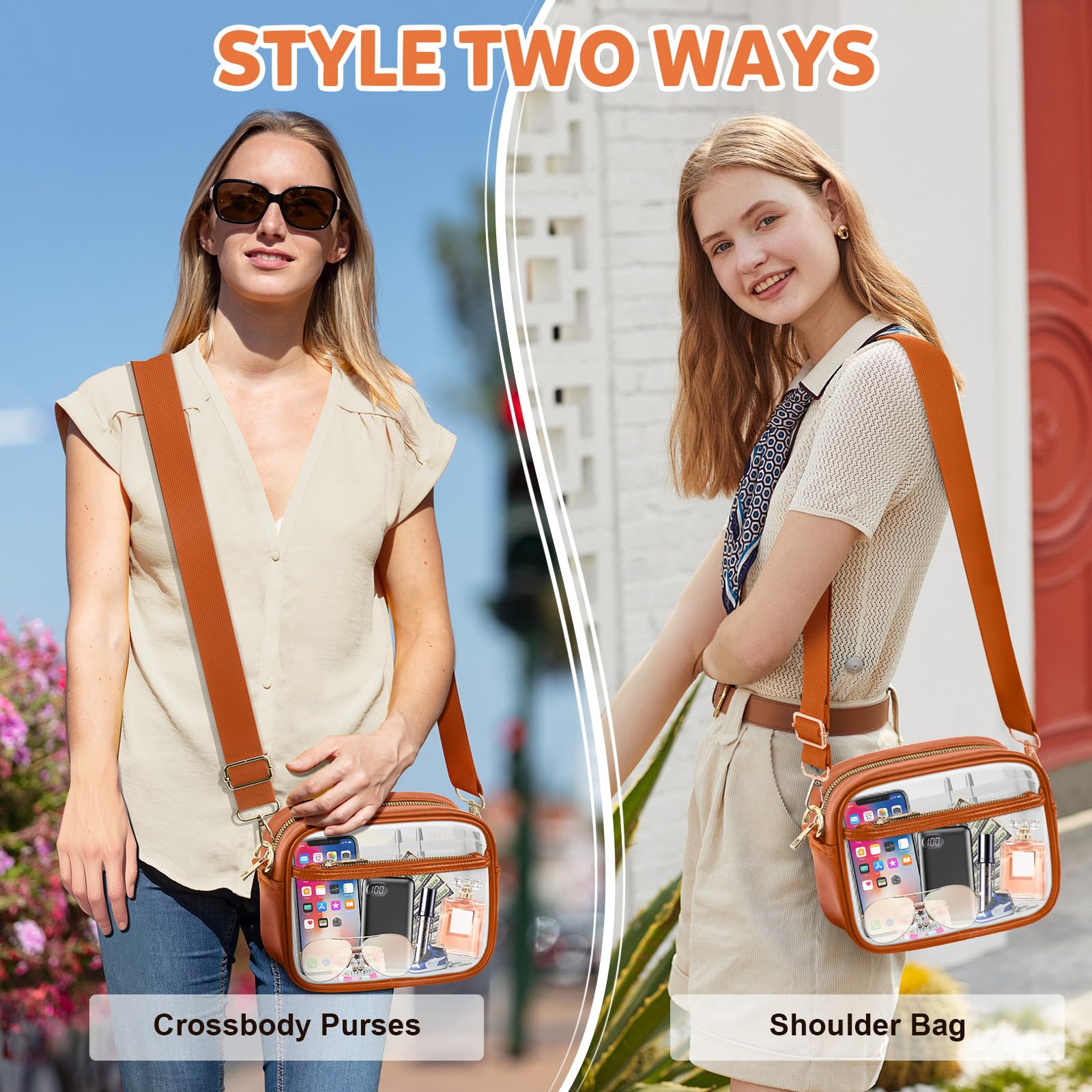 KETIEE Clear Crossbody Bag, Stadium Approved Clear Purse Bag for Concerts Sports Events Festivals