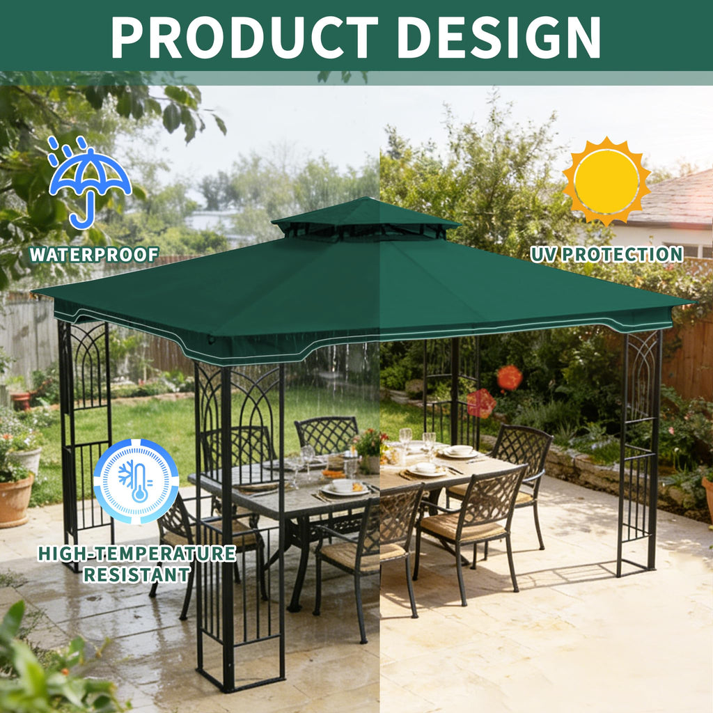 SCOCANOPY Replacement Gazebo Canopy Compatible with 10 x 12 Regency II Patio Gazebo Model L-GZ798PST,A101004104,A101004105,(Forest Green)