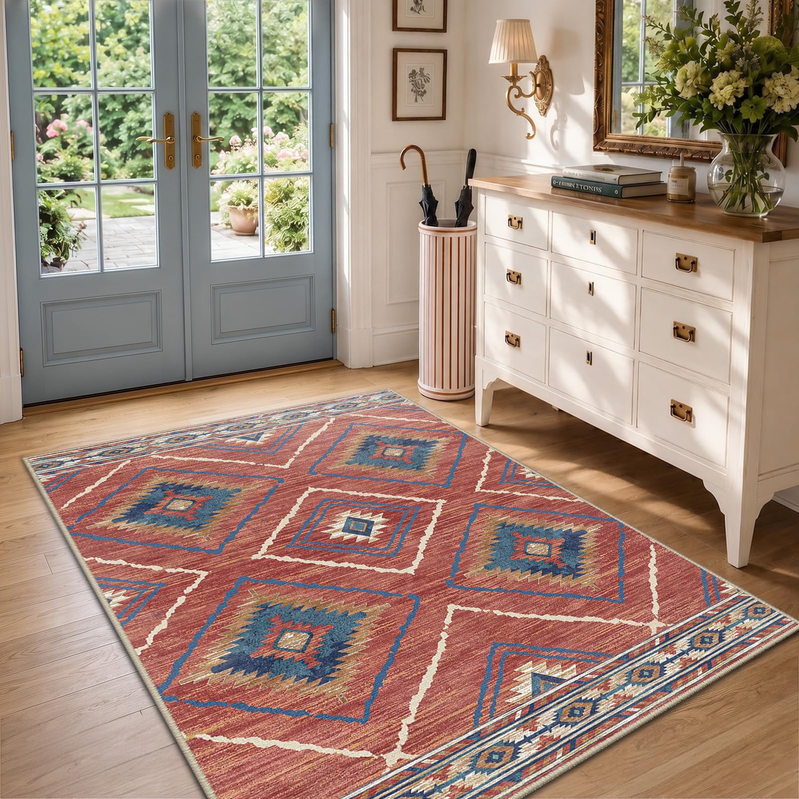 BESTSWEETIE Area Rug 2x3 Rug Machine Washable Non-Slip Low Pile Print Pattern Western Rug for Living Room Bedroom Entryway Tribal Series-Abstract/Cowhide