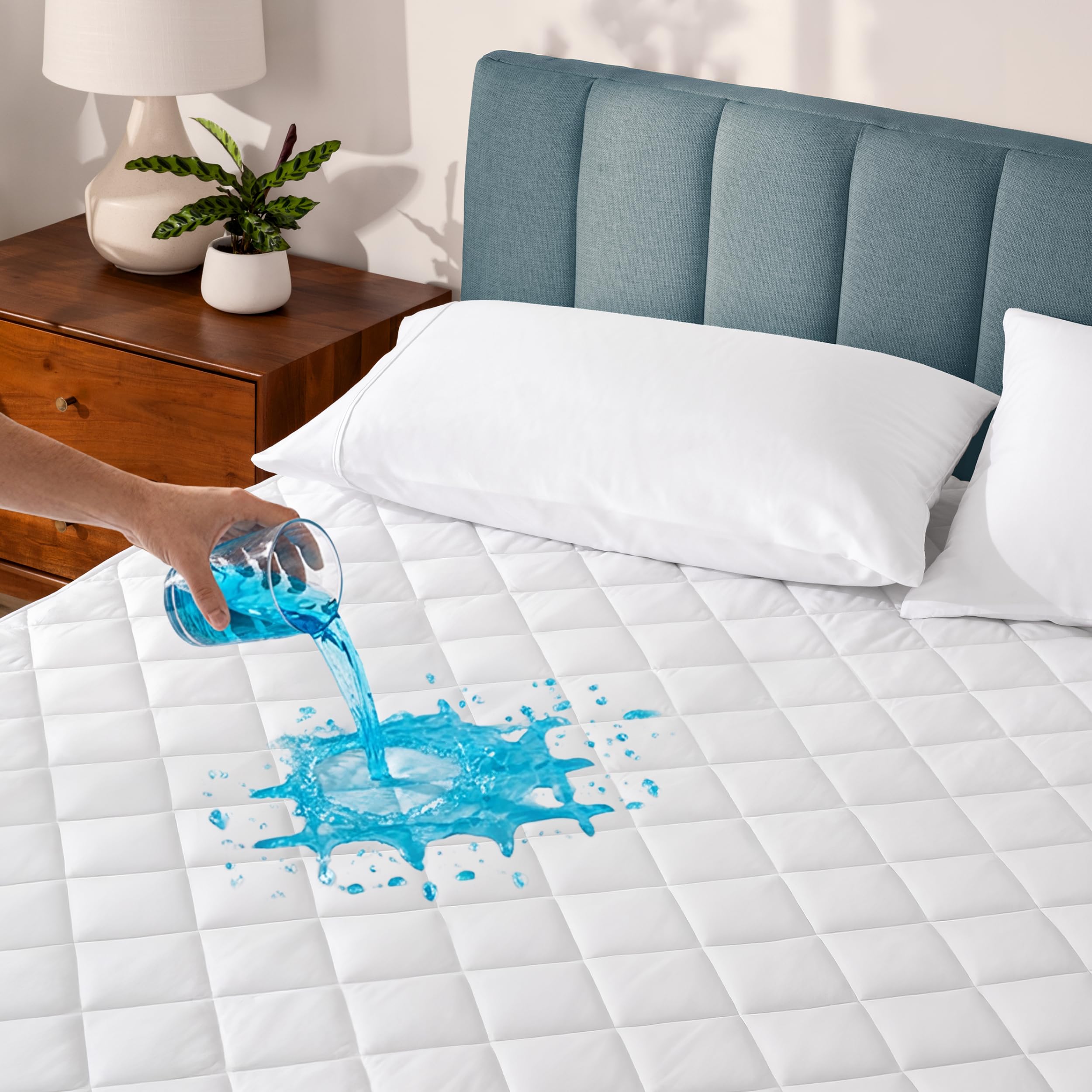 Bare Home Twin Waterproof Quilted Mattress Protector - Cooling Mattress Pad - Protect Against Spills - Easy Wash - Elastic Cover - Dorm Essentials - Stretchy - Fits up to 15 Inches Deep (Twin)