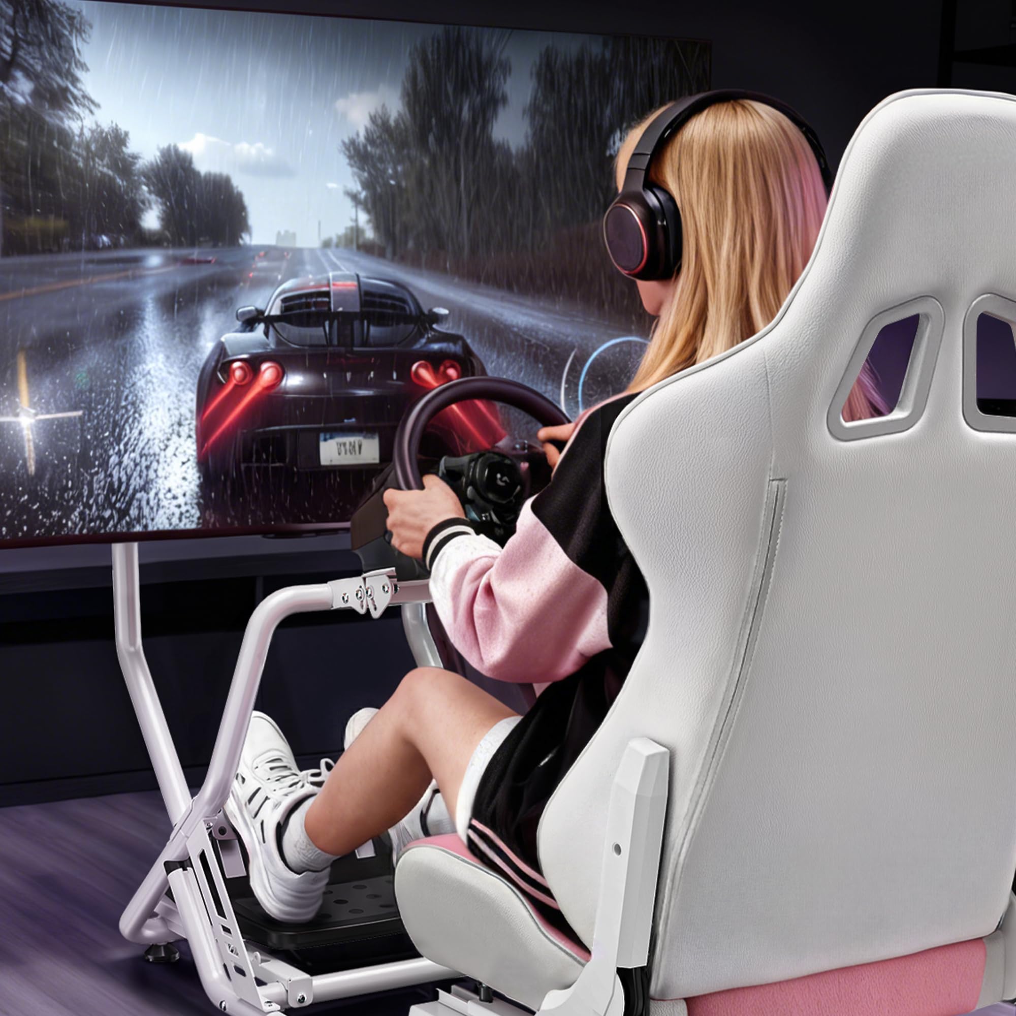 ARES WING Sim Racing Cockpit, Racing Wheel Stand with Seat, Formula and GT Racing Simulator Cockpit Compatible with Fanatec, Thrustmaster, Logitech, Moza Racing Games on PS5, PS4, Xbox and PC
