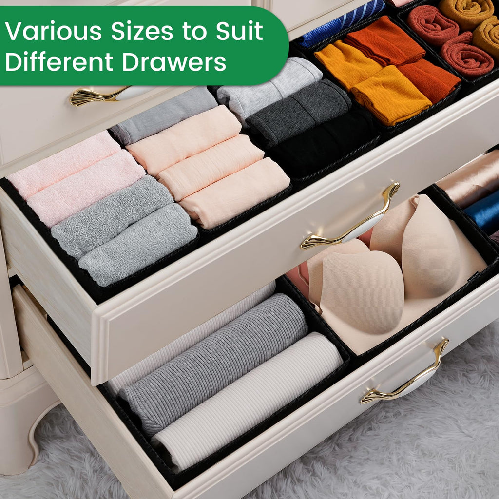 Criusia Drawer Organizer Clothes, 8 Pack Underwear Drawer Organizer, Foldable Cloth Storage Box Closet Organizers and Storage for Clothes, Socks, Scarves, Ties (Beige)