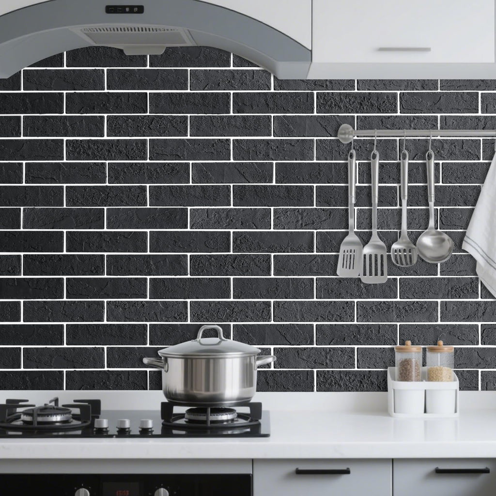Old Town White Faux Brick Wall Tiles, 2 Pieces 3D Thin Brick Veneers