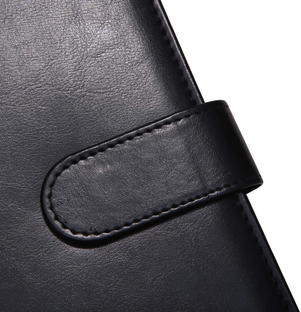 Padfolio Portfolio Resume Folder with Pocket, Premium Faux Leather Interview Writing Legal Pads Document Organizer Portfolio with Business Card Holder (Black)