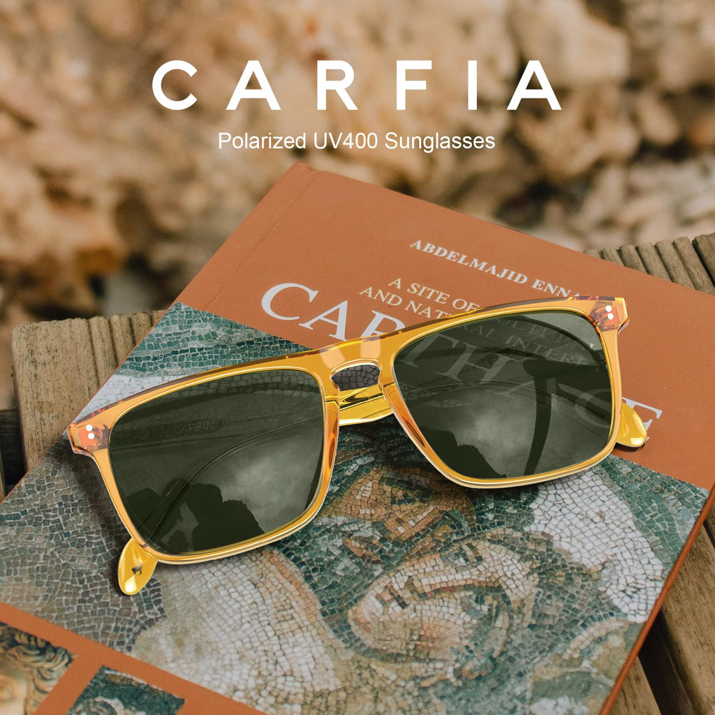 CARFIA Retro Polarized Sunglasses for Men UV Protection Hand-crafted Acetate Frame Fashion Cool Sun Glasses CA53572