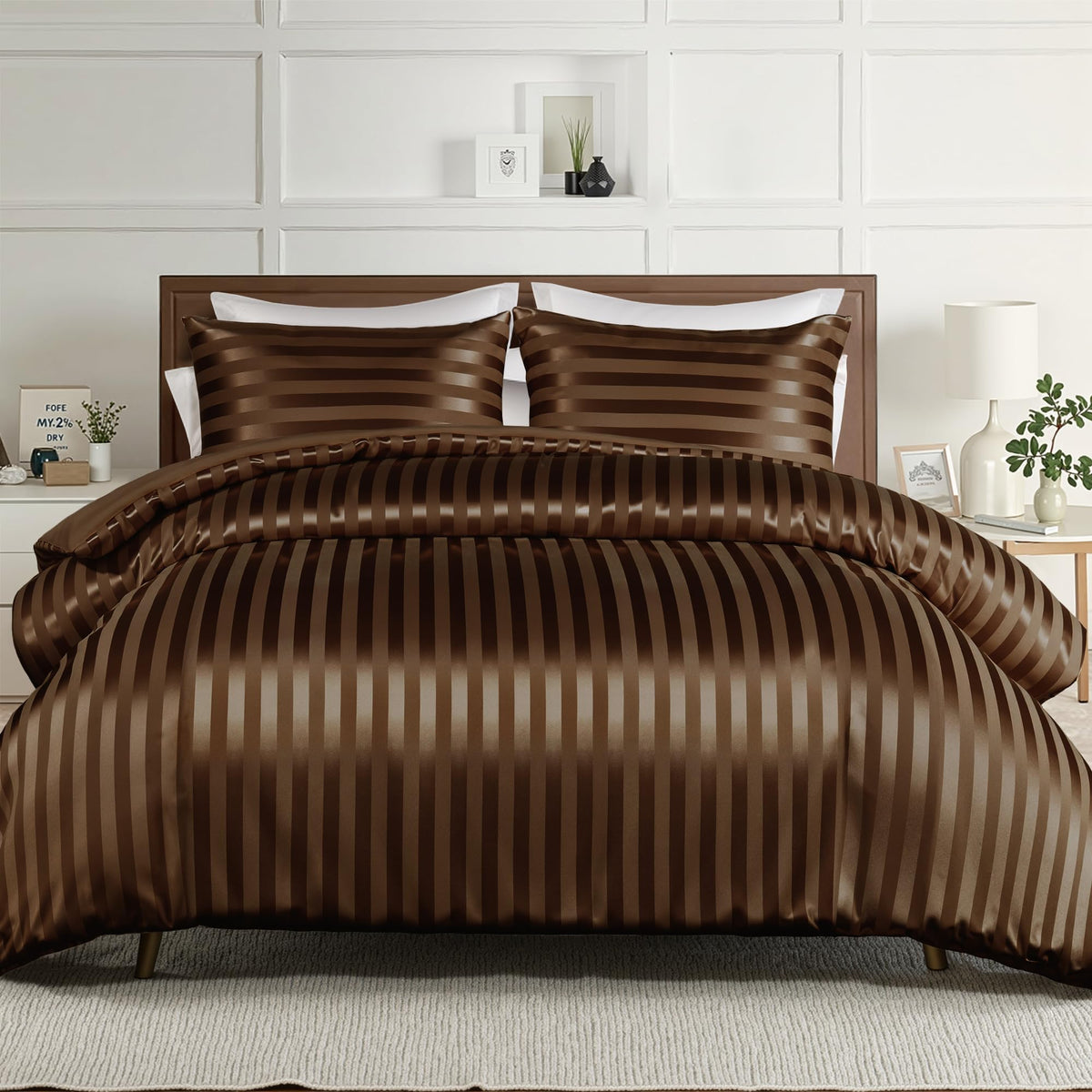 Whale Flotilla 2-Piece Reversible Silky Soft Twin Size Comforter Bedding Set, Luxurious Satin Comforters with Satin Pillowcase, Lightweight Duvet for All Seasons, Black