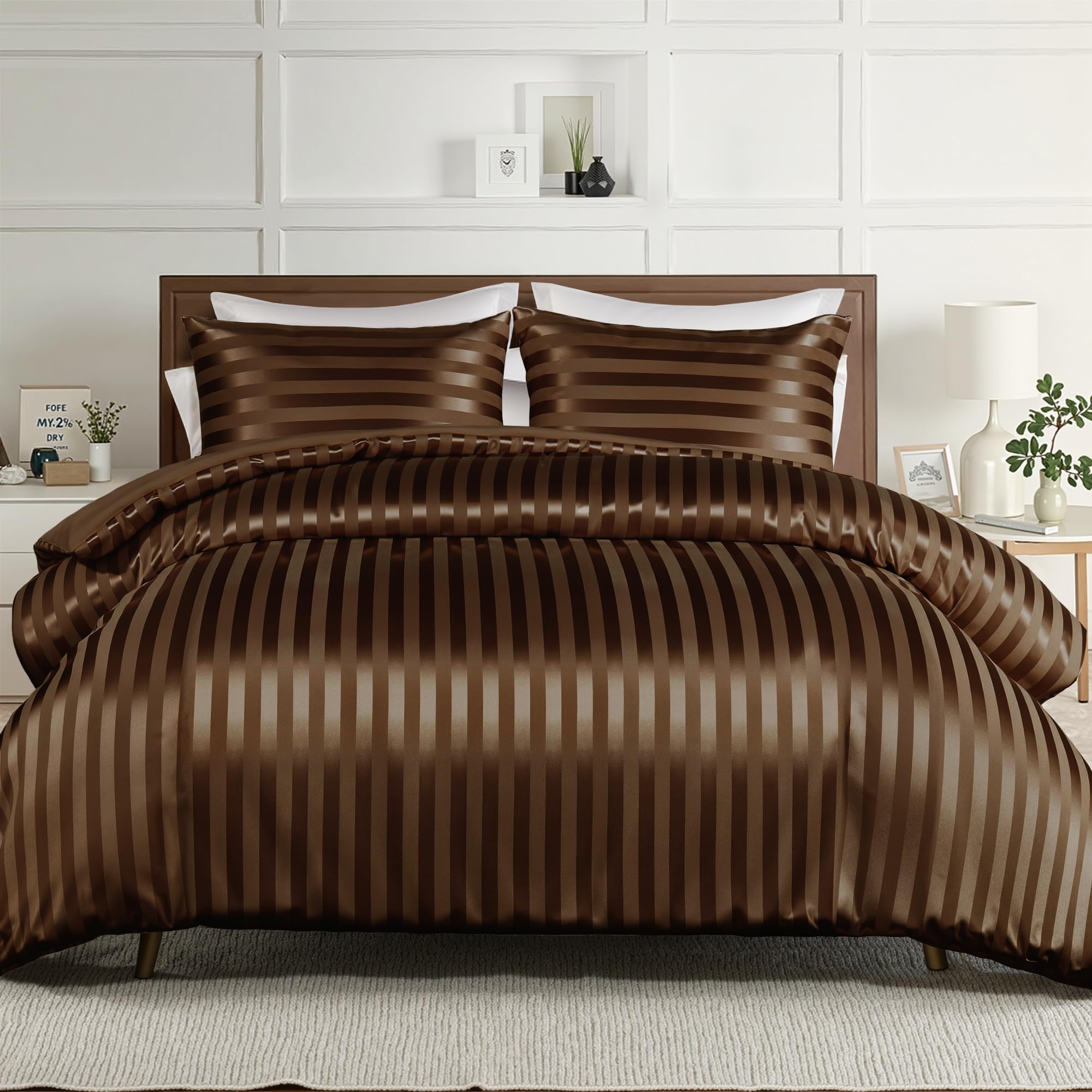 Whale Flotilla 2-Piece Reversible Silky Soft Twin Size Comforter Bedding Set, Luxurious Satin Comforters with Satin Pillowcase, Lightweight Duvet for All Seasons, Black