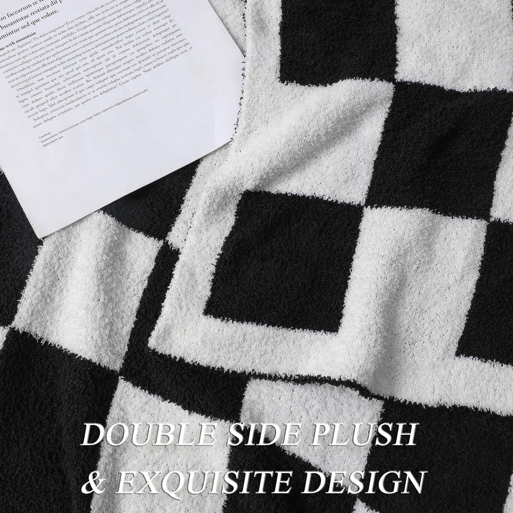 bearberry Fuzzy Checkerboard Grid Throw Blanket Soft Cozy Warm Microfiber All Season Blanket Decor for Couch Sofa Bed Travel Home (Avocado Green, 50''x60'')