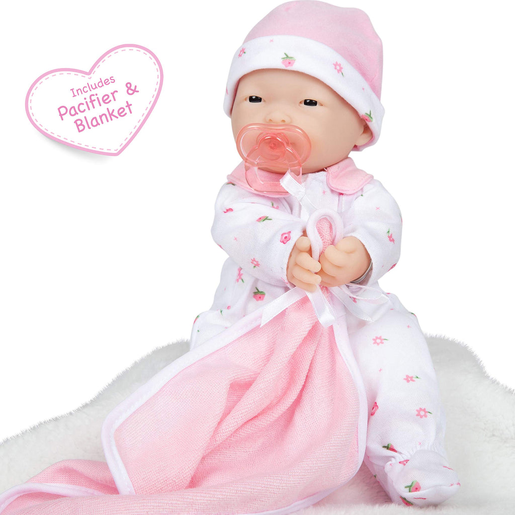 JC Toys La Baby Caucasian Baby Doll Set – 11 Inch Soft Body Doll with Accessories Including a Removable Blue Outfit – Small Baby Doll Toy for Children 12 Months and Older