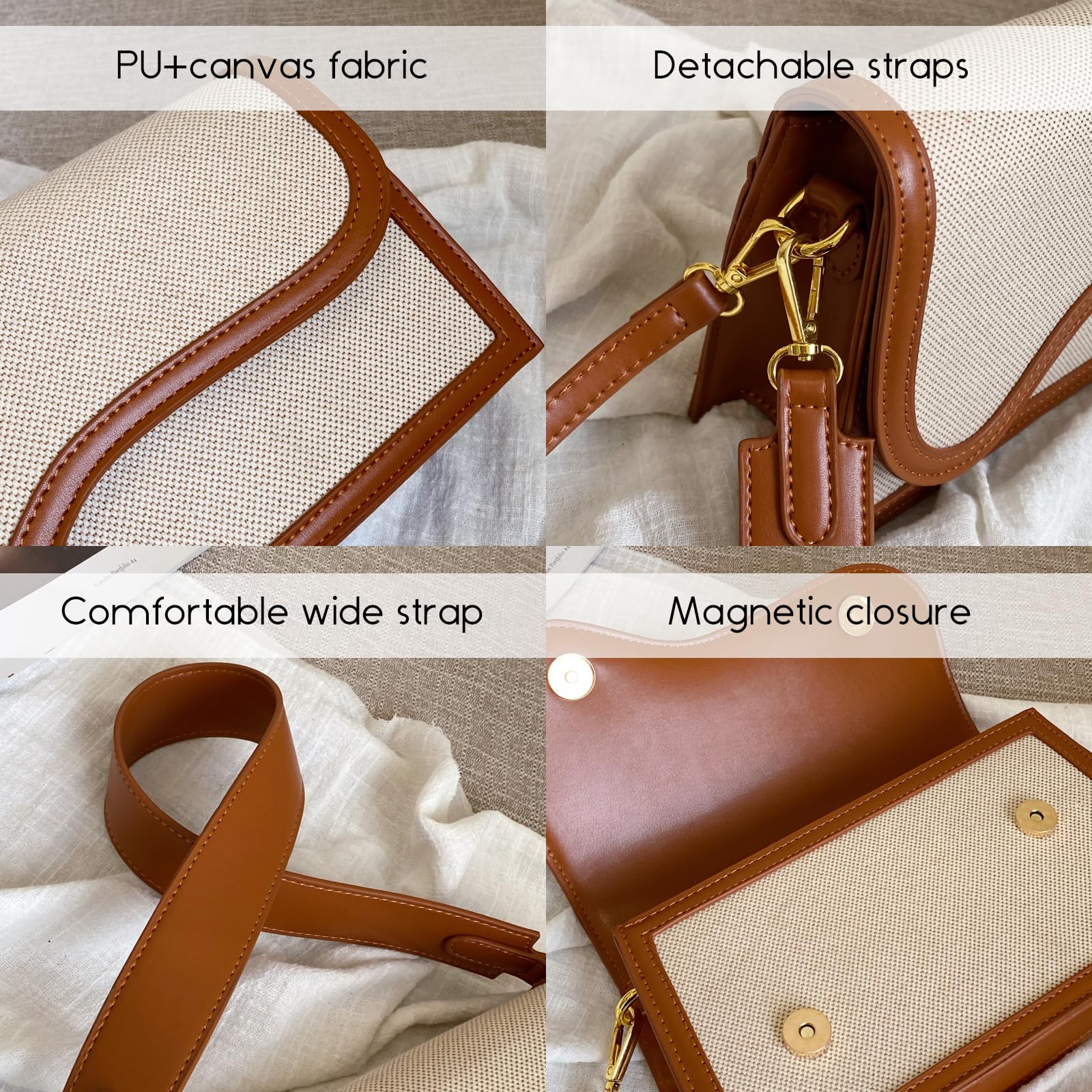 Travistar Crossbody Bags for Women Trendy - Small Cross Body Purse Shoulder Bag Leather Handbags Evening Clutch with 2 Straps | 2 detachable straps
