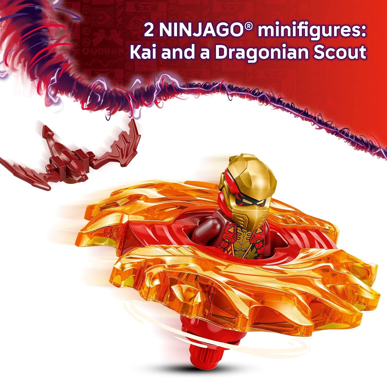 LEGO NINJAGO Kai's Dragon Spinjitzu Spinner - Spinning Blade Battle Building Toy for Kids, Boys and Girls, Ages 6+ - with 2 Minifigures - Gift Idea for Birthdays - 71823