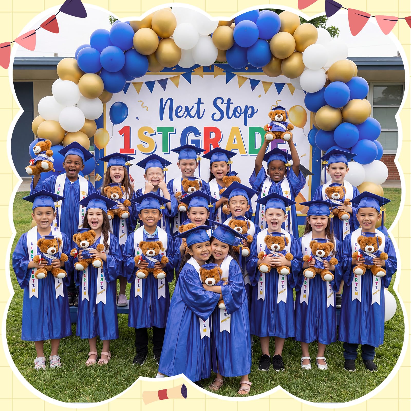 Sintuff 7 Pcs Kindergarten Preschool Graduation Cap and Gown with Bear Gifts 2026 Grad Stole Tassel Sash for Toddler Kids