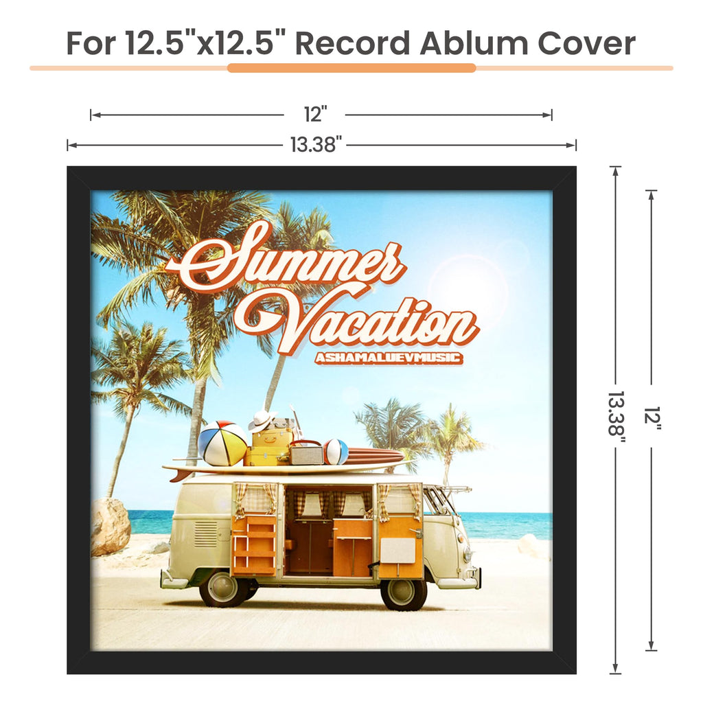 upsimples 12.5x12.5 Record Frame, Vinyl Frames for 12inch Album Cover, Wall Display for Home Decor, Black, 2 Pack