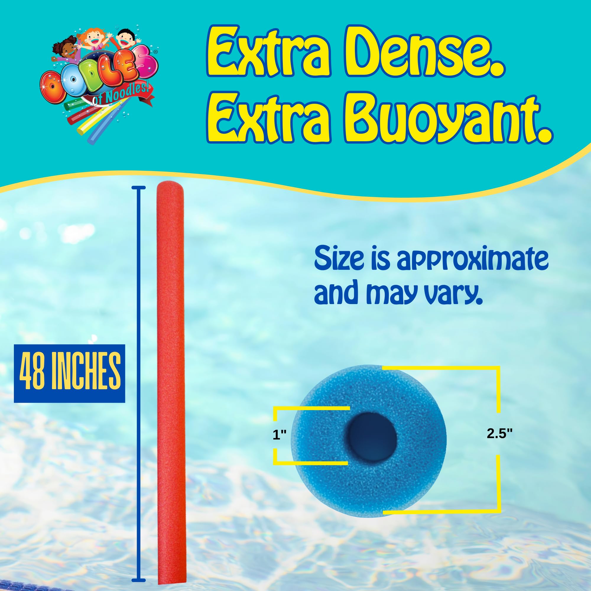 Oodles of Noodles Pool Noodles - Pack of 12 - Approx. 48 inch x 2.5 inch Multi-Purpose Tubes for, Pool, Exercise, Crafts, Padding, Insulation & More