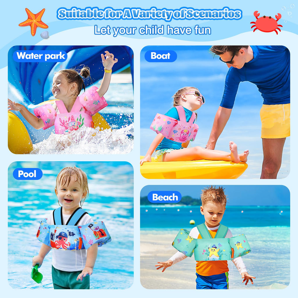 Moko Swim Arm Band for Kids 20-30-50 lbs, Cute Cartoon Toddler Swim Vest, Swimming Water Wings Pool Floaties Sleeve for Children Learn to Swim