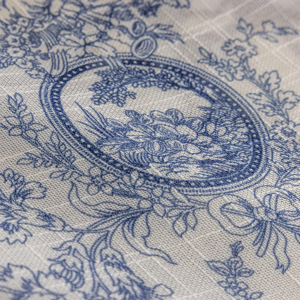 SUOUO Blue Leaf Semi Sheer White Curtains for Bedroom Dining Living Room Linen Textured 84 inches Long Rod Pocket Boho Window Drapes 2 Panels