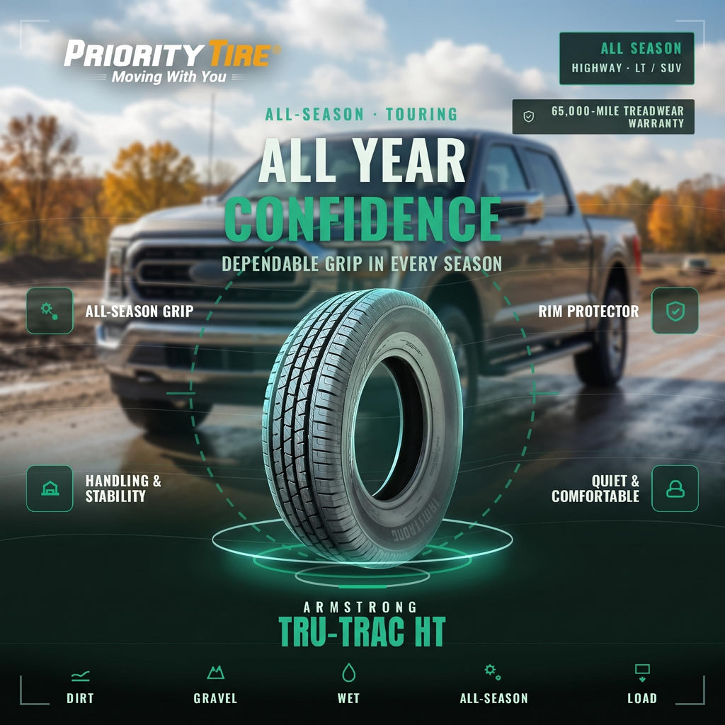 Armstrong Tru-Trac HT All-Season Truck/SUV Highway Radial Tire-215/70R16 215/70/16 215/70-16 100H Load Range SL 4-Ply BSW Black Side Wall UTQG 740AA