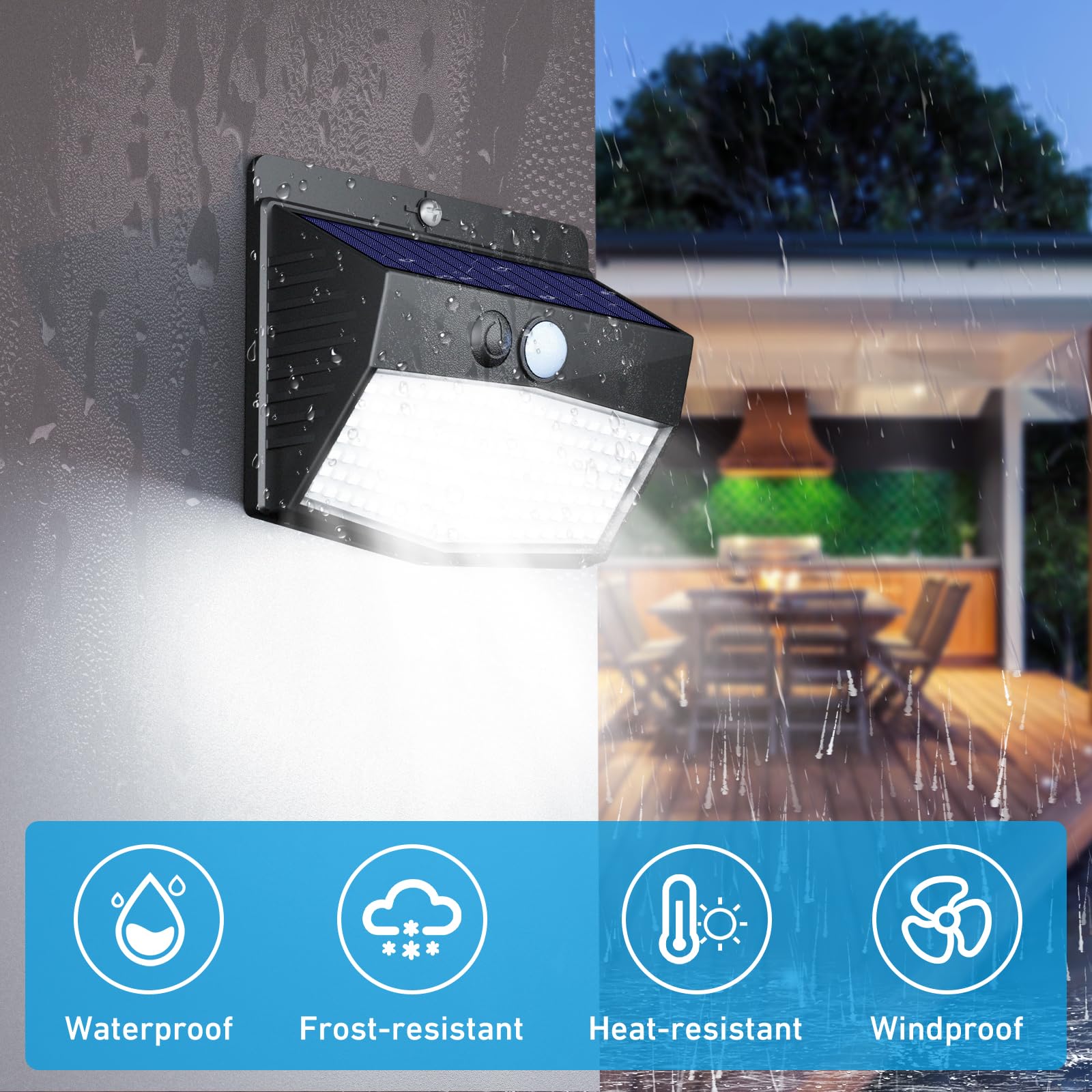 Peasur 1 Pack Solar Motion Lights Outdoor, Solar Security Light with 3 Modes, IP65 Waterproof Flood Lights Outside for Camping Garden Patio Garage Backyard, Brown Warm