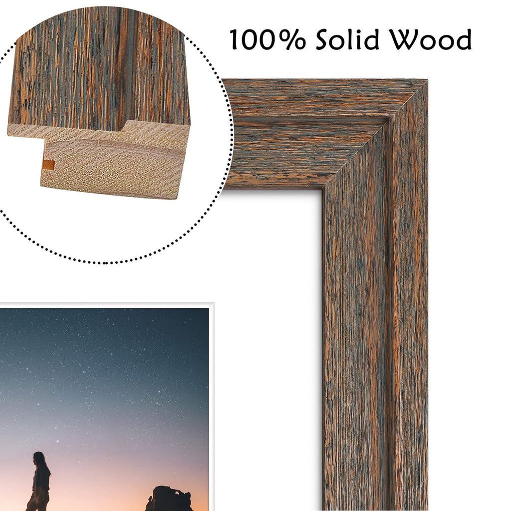 Golden State Art, 13x19 Picture Frame - Displays 11x17 Photo with Mat or 13x19 Without Mat, Wide Moulding Solid Wood Frame for Wall Display, Black
