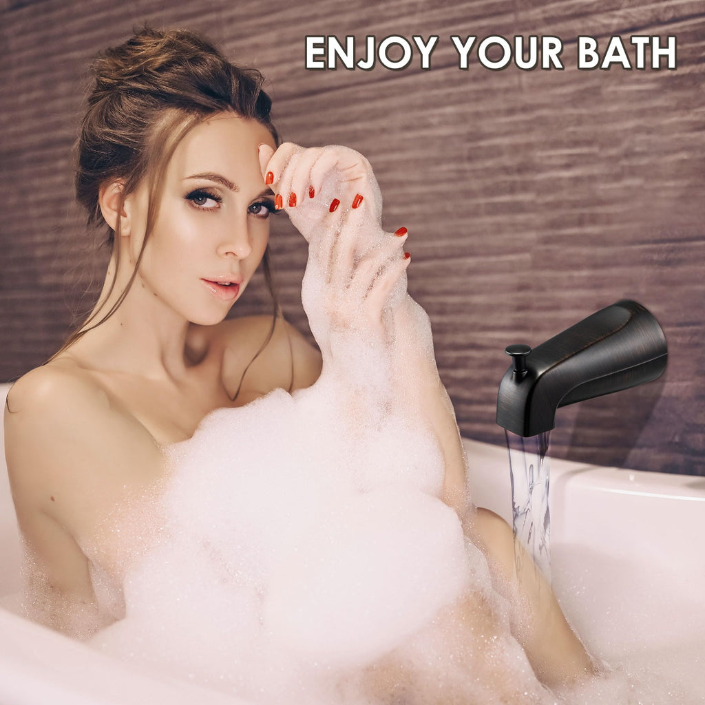 Enhon Slip on Tub Spout with Diverter, Compatible with American Standard 8888026.002 Tub Spout, Bathroom Bathtub Faucet, Fits 1/2 Copper Water Tube(5/8 Dia), 5/32 Hex Wrench(Brushed Nickel,1)