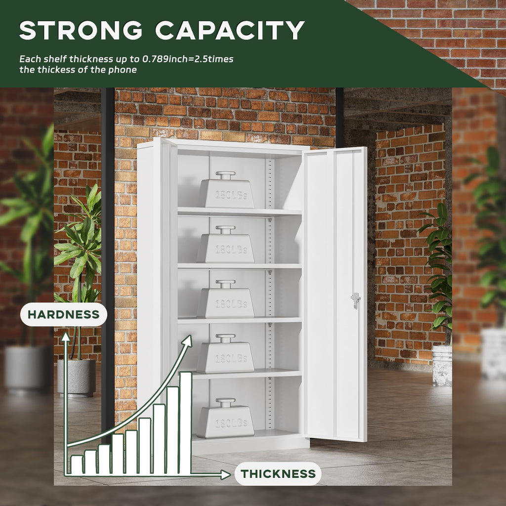 Greenvelly Metal Storage Cabinet, 36" Locking Storage Cabinet with Doors and Shelves, Lockable Storage Cabinets for Home Office, Utility Locker Cabinet, Steel Garage Cabinet with 2 Keys, Black