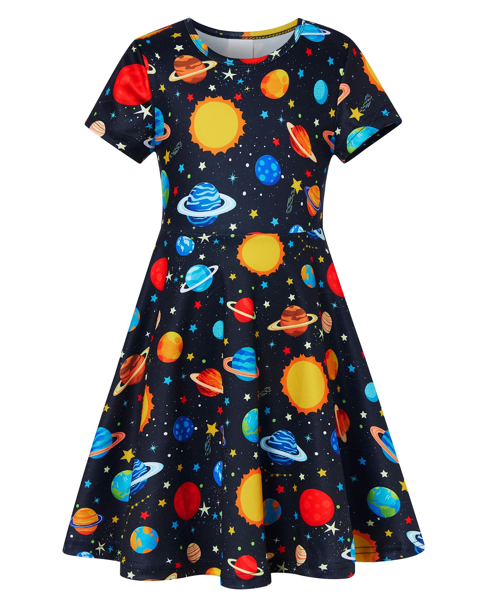 ALISISTER Little Girls Dress Short Sleeve Toddler Summer Sundress 2-9T
