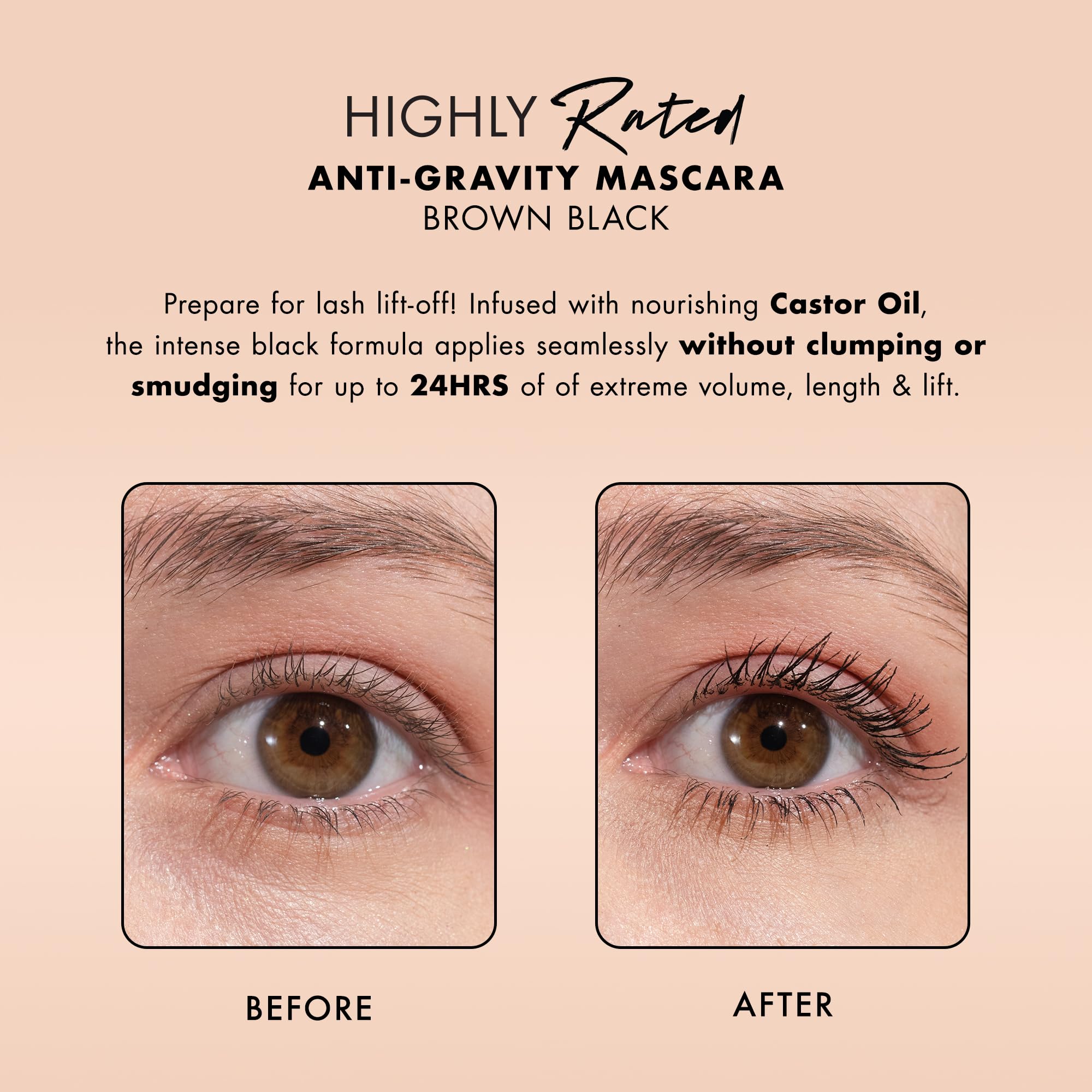 Milani Mascara Volume and Length, Highly Rated Anti-Gravity Black Shade with Castor Oil and Molded Hourglass Shaped Lash Coating Mascara Wand