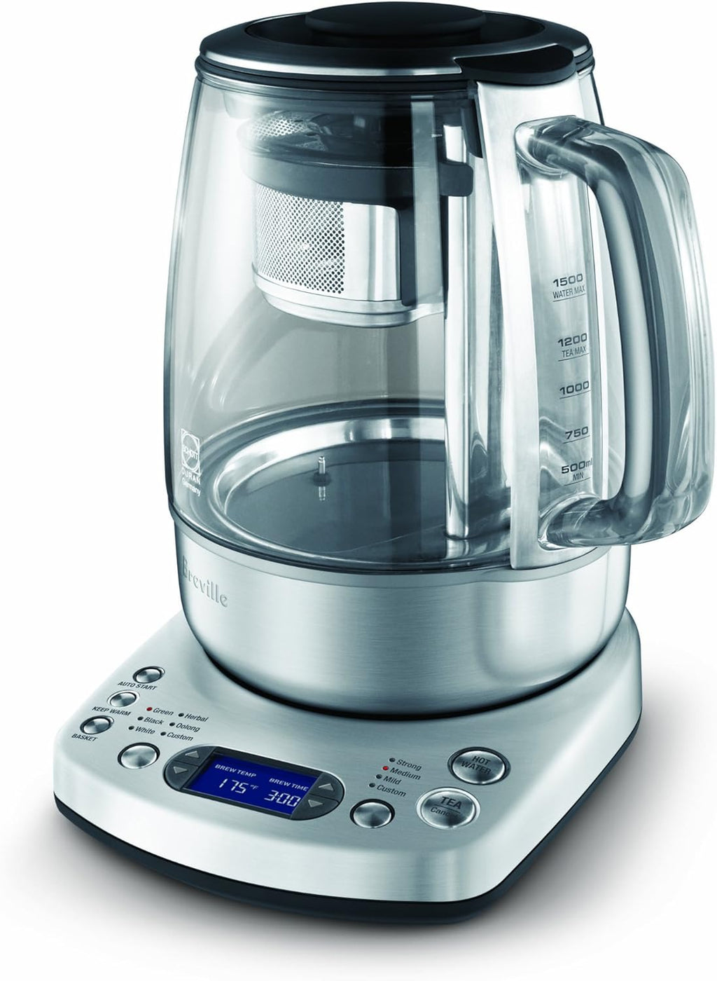 Breville BTM800XL Tea Maker Infuser and Water Kettle, 51 oz, Brushed Stainless Steel and Glass