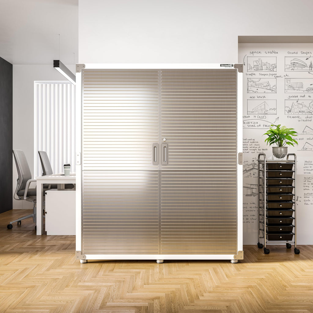 Seville Classics UltraHD Solid Steel Lockable Metal Storage Cabinet Locker Organizer, w/Adjustable Shelves for Garage, Warehouse, Office, Classroom, Granite, 30" W x 18" D x 72" H