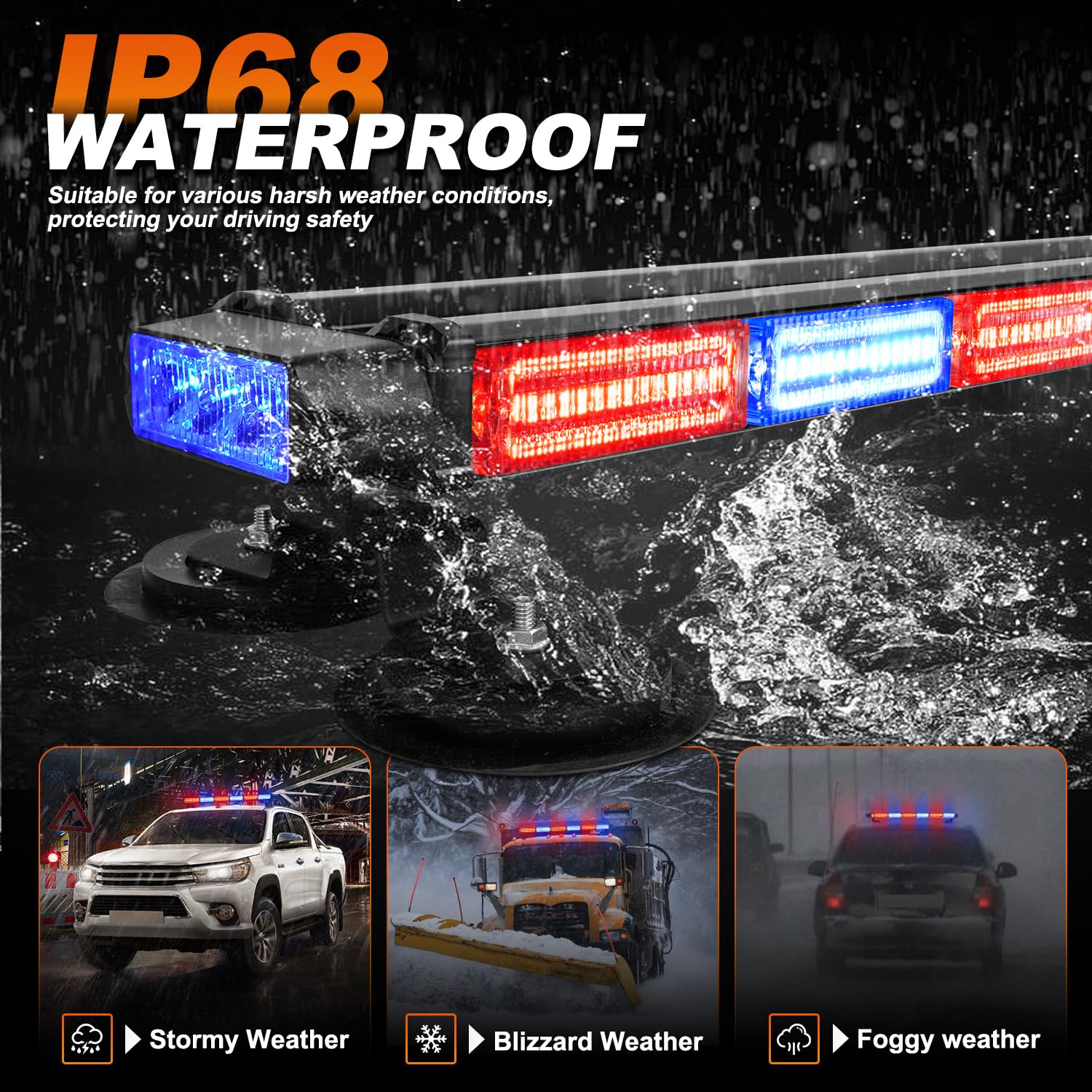 ASPL 26inch 126 LED Rooftop Emergency Strobe Lights Bar Double Side Flashing Safety Warning Traffic Advisor Light Bar Hazard Snow Plow Light for Work Trucks Vehicles Construction Tow Pickup(Amber)