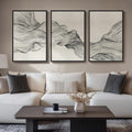 Framed Black and White Modern Abstract Wall Art, 3 Piece Canvas Prints Paintings Artwork for Walls, Minimalist Black White Grey Pictures for Living Room Dining Room Bedroom Office Wall Decor 16x24 In