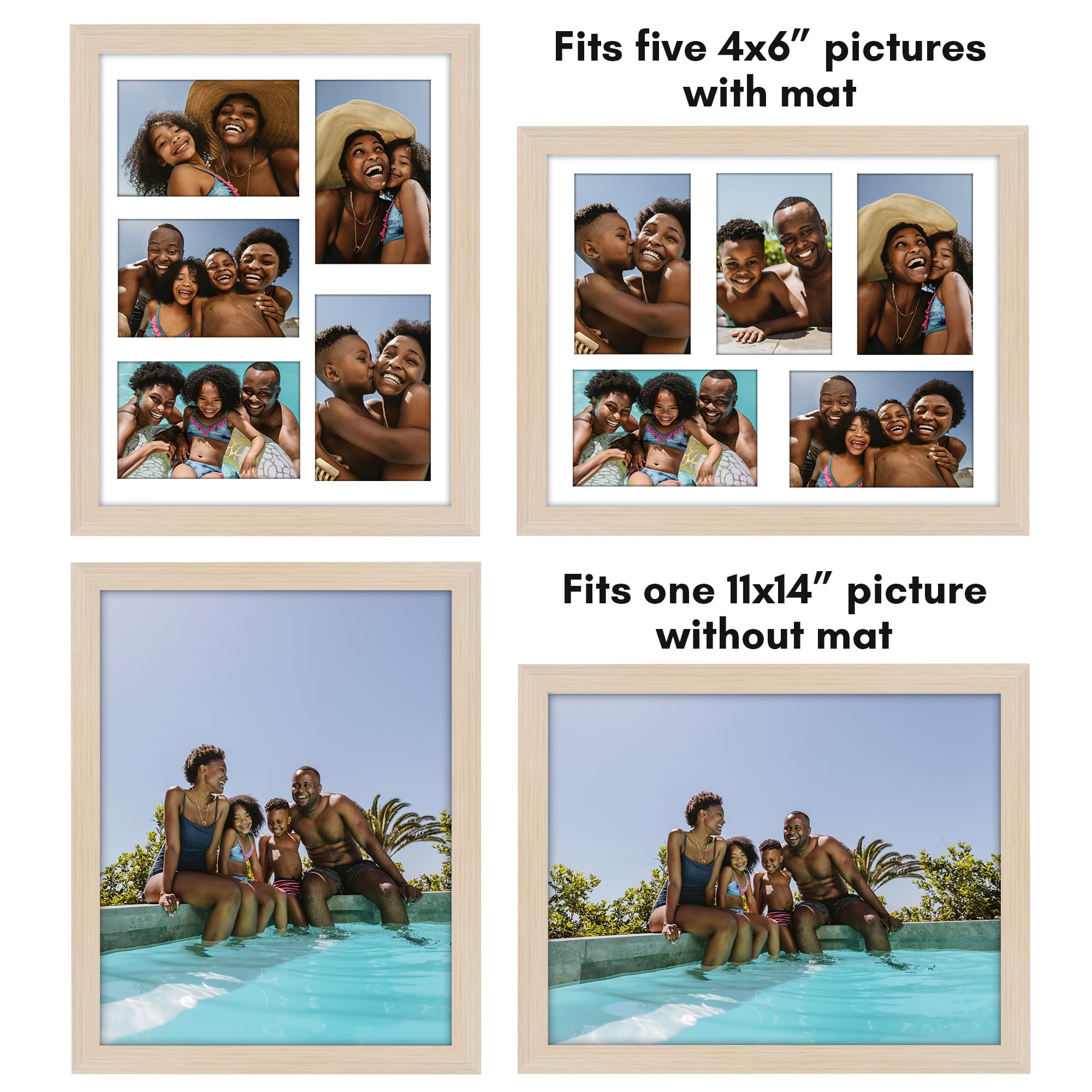 Americanflat 4x6 Double Picture Frame with Shatter-Resistant Glass - Fits Two 4x6 Photos or use as One 6x14 Frame - Signature Collection - Collage Frames for Tabletop and Wall Display - Black