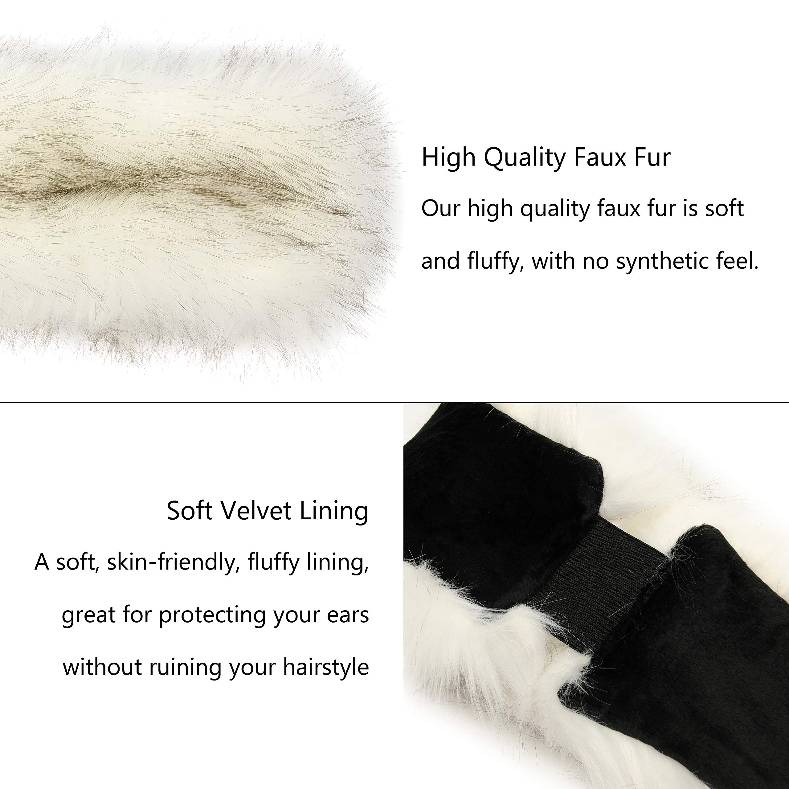 LA CARRIE Faux Fur Headband with Stretch Women's Winter Earwarmer Earmuff