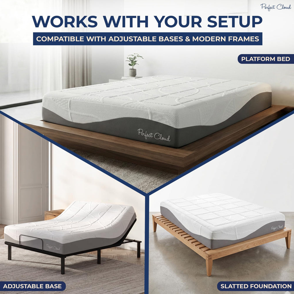 Perfect Cloud UltraPlush Full Mattress - 10 Inch Cooling Gel Memory Foam, Charcoal-Infused, Pressure Relief, Motion Isolation, Bed in a Box, Made in USA