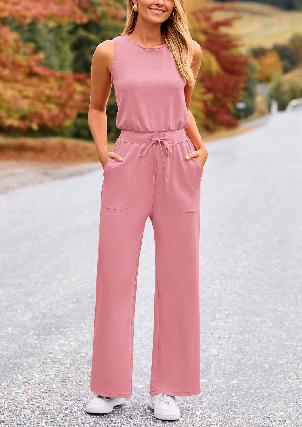 PRETTYGARDEN Jumpsuits for Women Casual 2026 Summer Sleeveless Wide Leg Pants Rompers One Piece Beach Vacation Spring Outfits