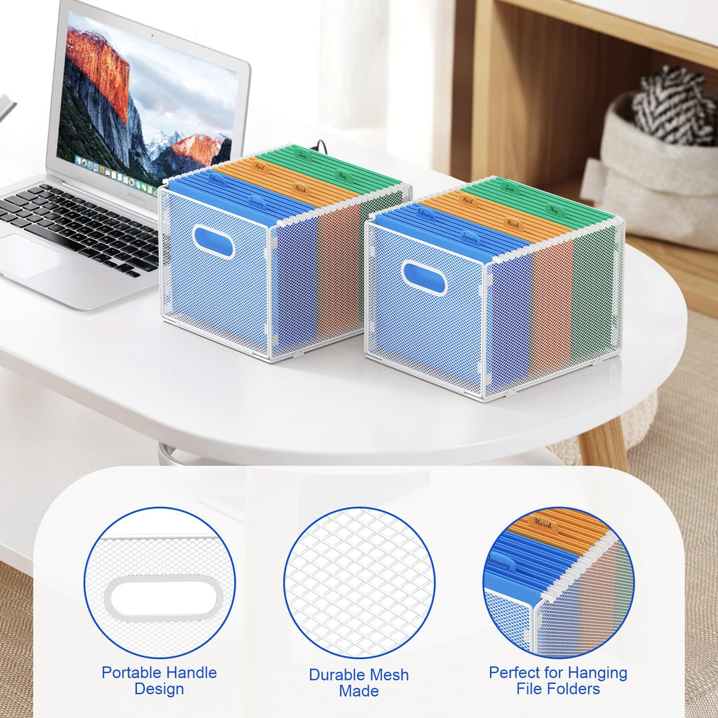 samstar Hanging File Organizer, Mesh File Folder Organizer File Crate File Cabinet Inserts Storage Box, Letter Size
