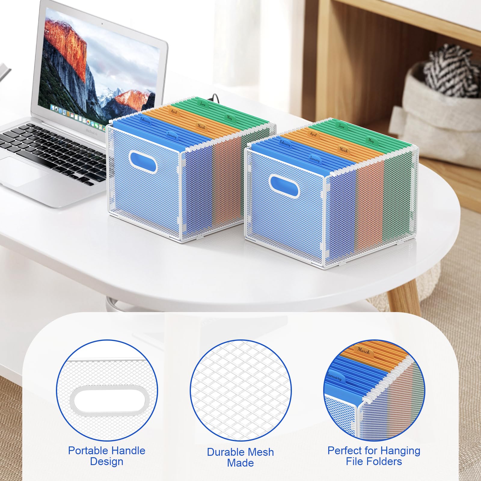 samstar Hanging File Organizer, Mesh File Folder Organizer File Crate File Cabinet Inserts Storage Box, Letter Size