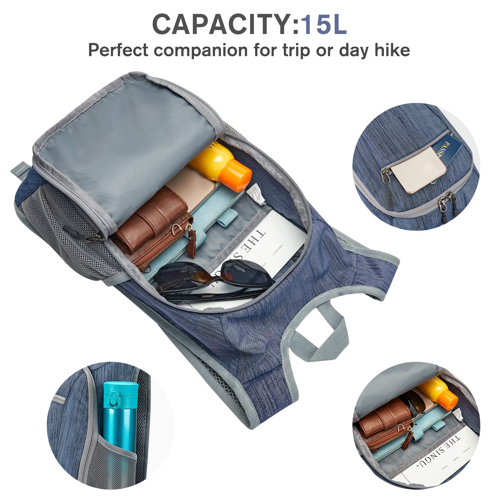 G4Free 10L/15L Hiking Backpack Lightweight Packable Hiking Daypack Small Travel Outdoor Foldable Shoulder Bag