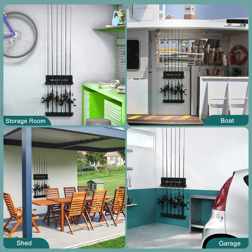 2 Set Vertical Fishing Rod Holders for Garage, Wall Mounted Fishing Pole Holders, Fishing Rod Rack for Storage 12 Rods
