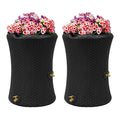 Good Ideas Impressions 50 Gallon Nantucket Outdoor Home Rain Barrel Water Storage Collector with Garden Planter and Brass Spigot, Black (2 Pack)