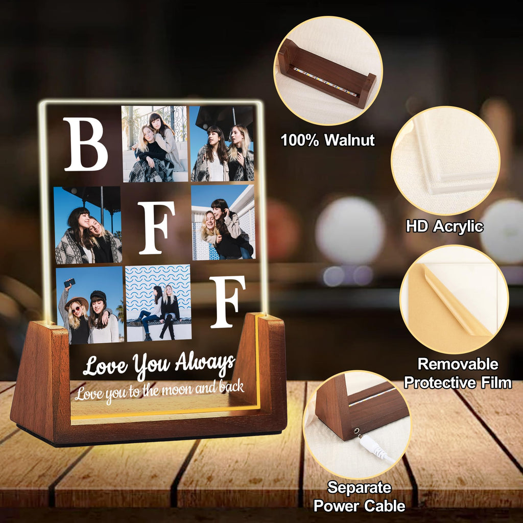 Personalized Fathers Day Birthday Gifts For Daddy Dad From Daughter Son Wife, Custom Acrylic Plaque Light Up Picture Frame, Customized Dad Gifts For Husband Men Papa Fathers Day Christmas