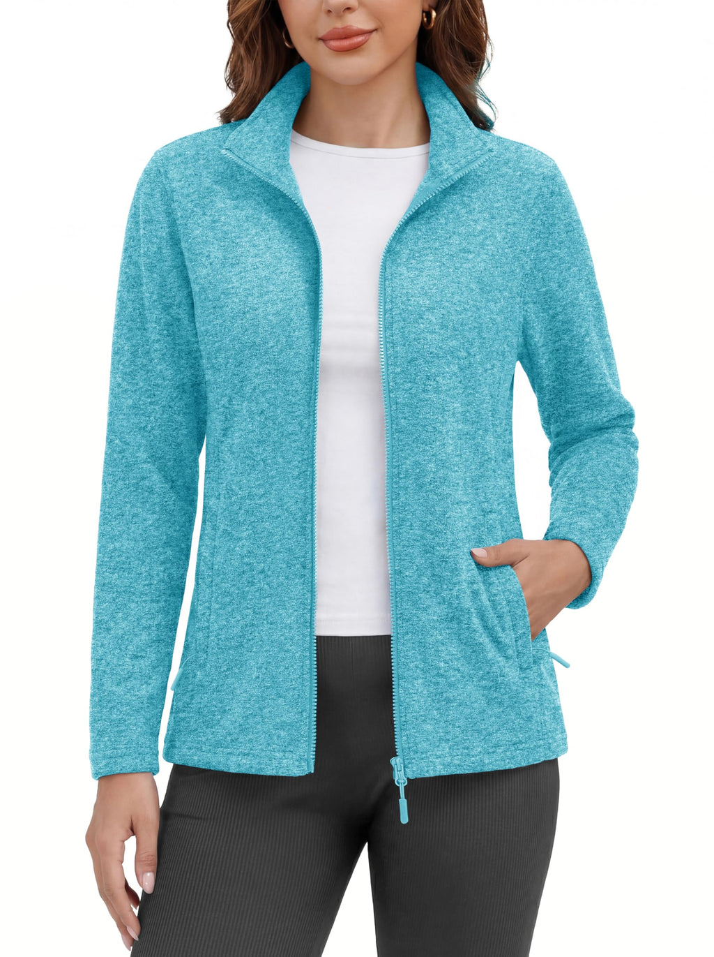 MAGCOMSEN Fleece Jacket Women Zip UP Lightweight Soft Polar Warm Winter Jackets for Women with Pockets Outdoor Hiking