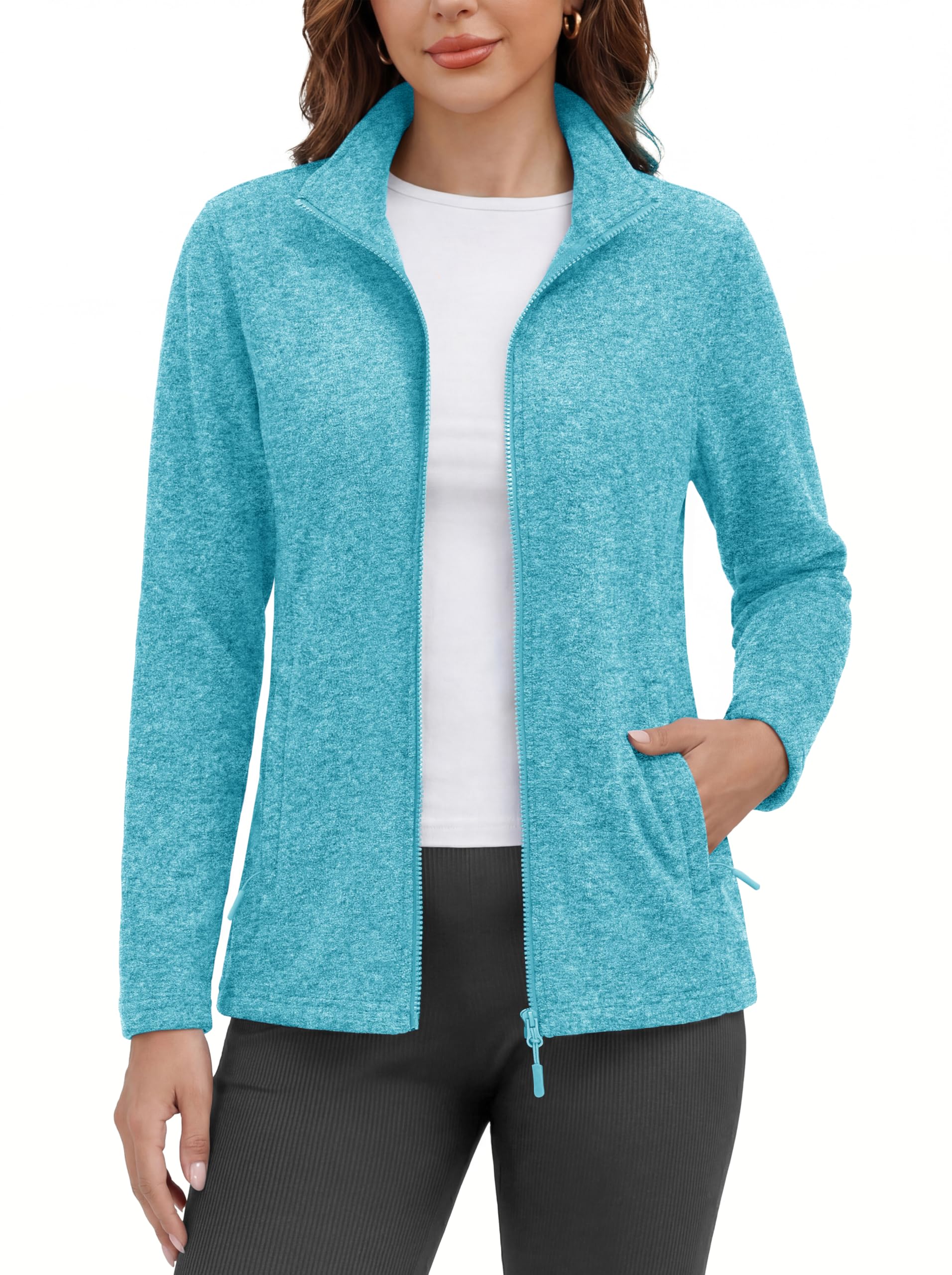 MAGCOMSEN Fleece Jacket Women Zip UP Lightweight Soft Polar Warm Winter Jackets for Women with Pockets Outdoor Hiking
