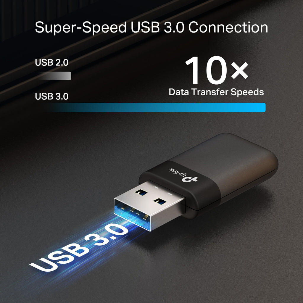 TP-Link AC1300 USB WiFi Adapter(Archer T3U)- 2.4G/5G Dual Band Wireless Network Adapter for PC Desktop, MU-MIMO WiFi Dongle, USB 3.0, Supports Windows 11, 10, 8.1, 8, 7, XP/Mac OS X 10.9-10.14
