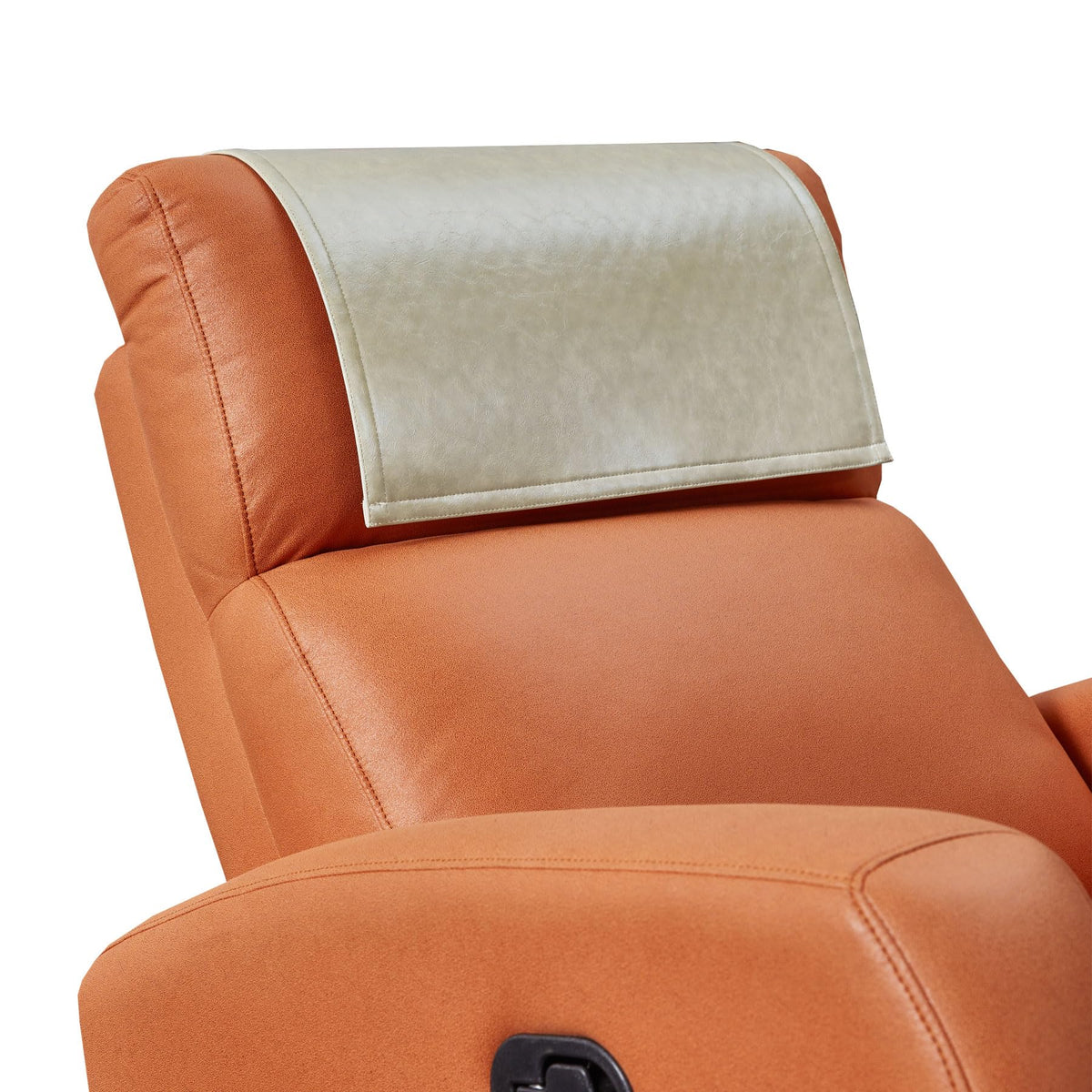 Non Slip Recliner Headrest Protector Washable Faux Leather Headrest Covers for Recliner Chair Waterproof Couch Head Rest Covers for Sofa,Furniture,Office Chair,Theater Seat (Beige)