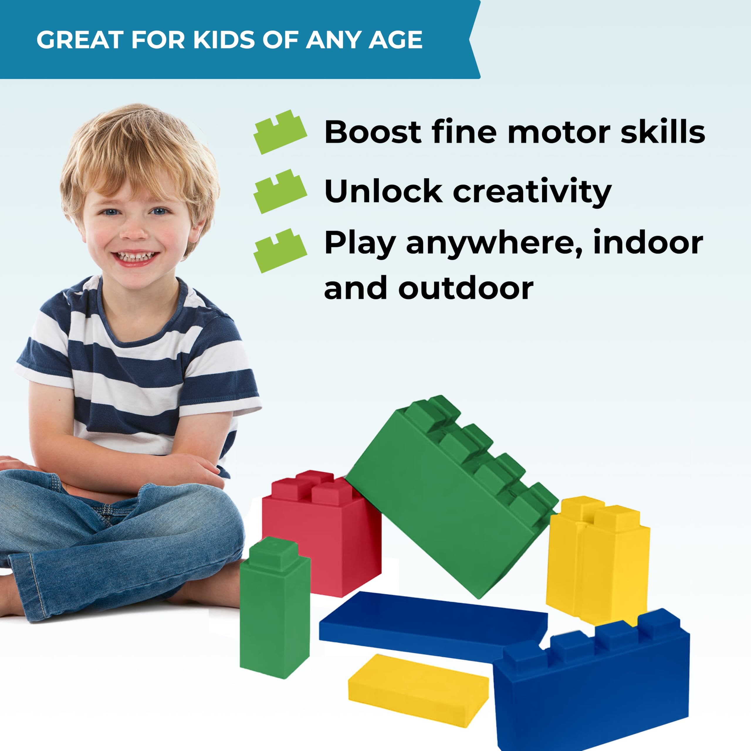 EverBlock 12' x 6' Full Size Plastic Modular Bulk Pack | Giant Building Blocks | Easy to Connect & Reuse | Indoor & Outdoor Use | Build Displays & Structures | Black