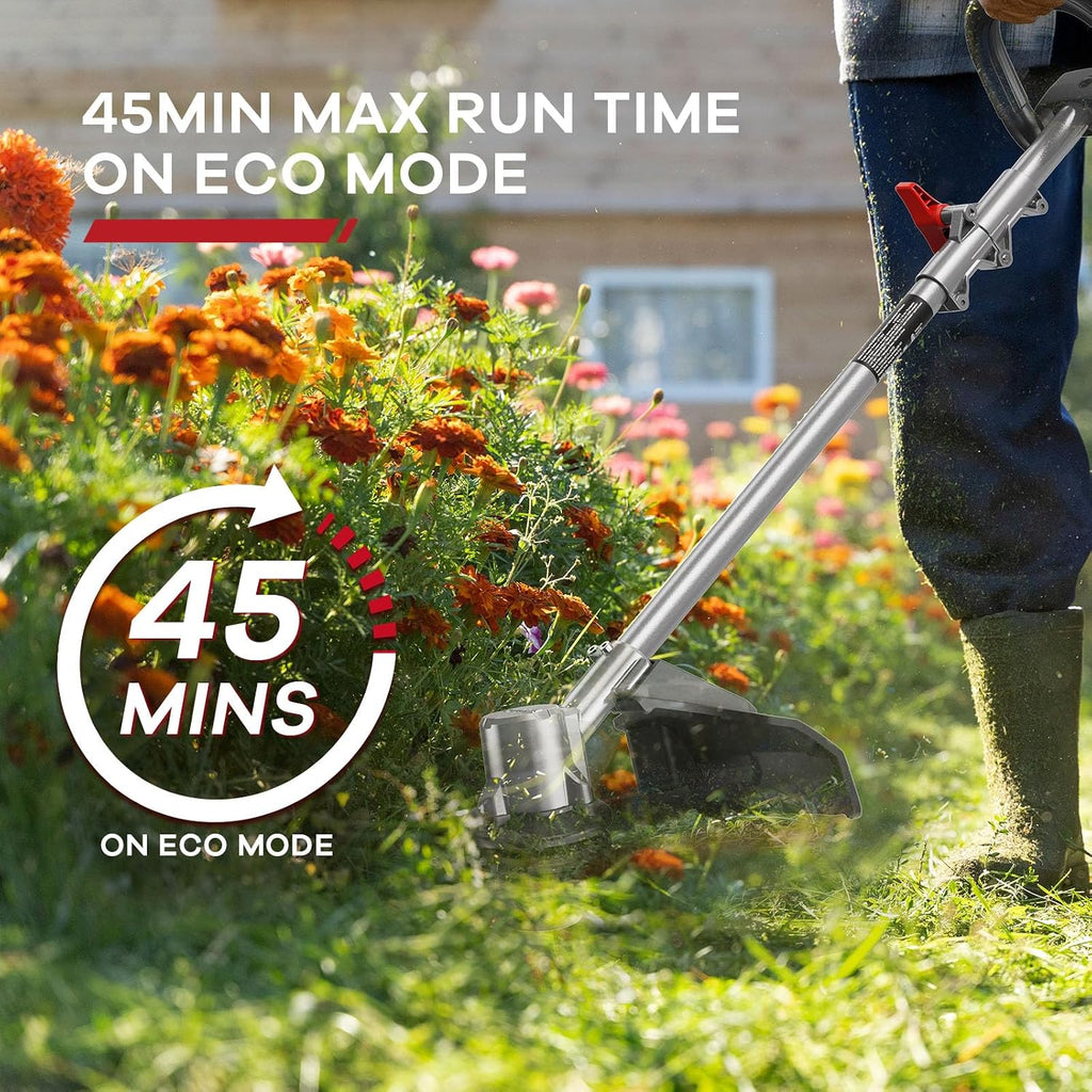 Enhulk 58V 16" Weed Wacker, Brushless with 3-Speed Setting, Weed Eater with Foldable Shaft, EZ-HMI LED Panel, 2.5Ah Battery & Charger Included