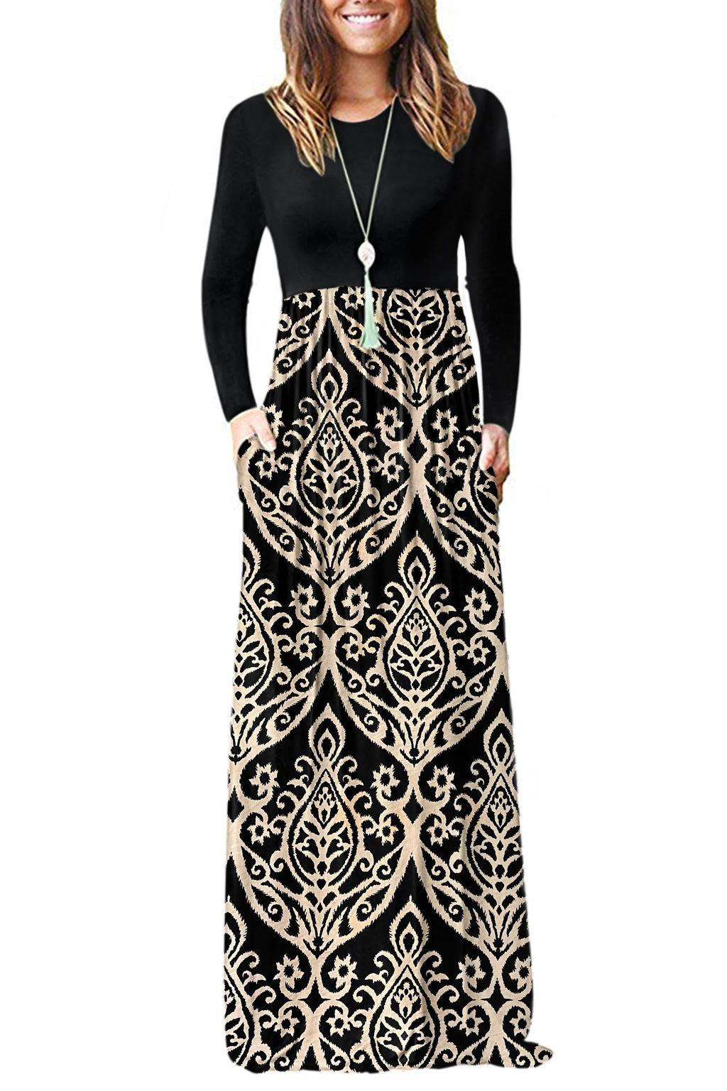 AUSELILY Women's Classic Long Sleeve Dress Loose Plain Long Casual Maxi Dresses with Pockets 2026